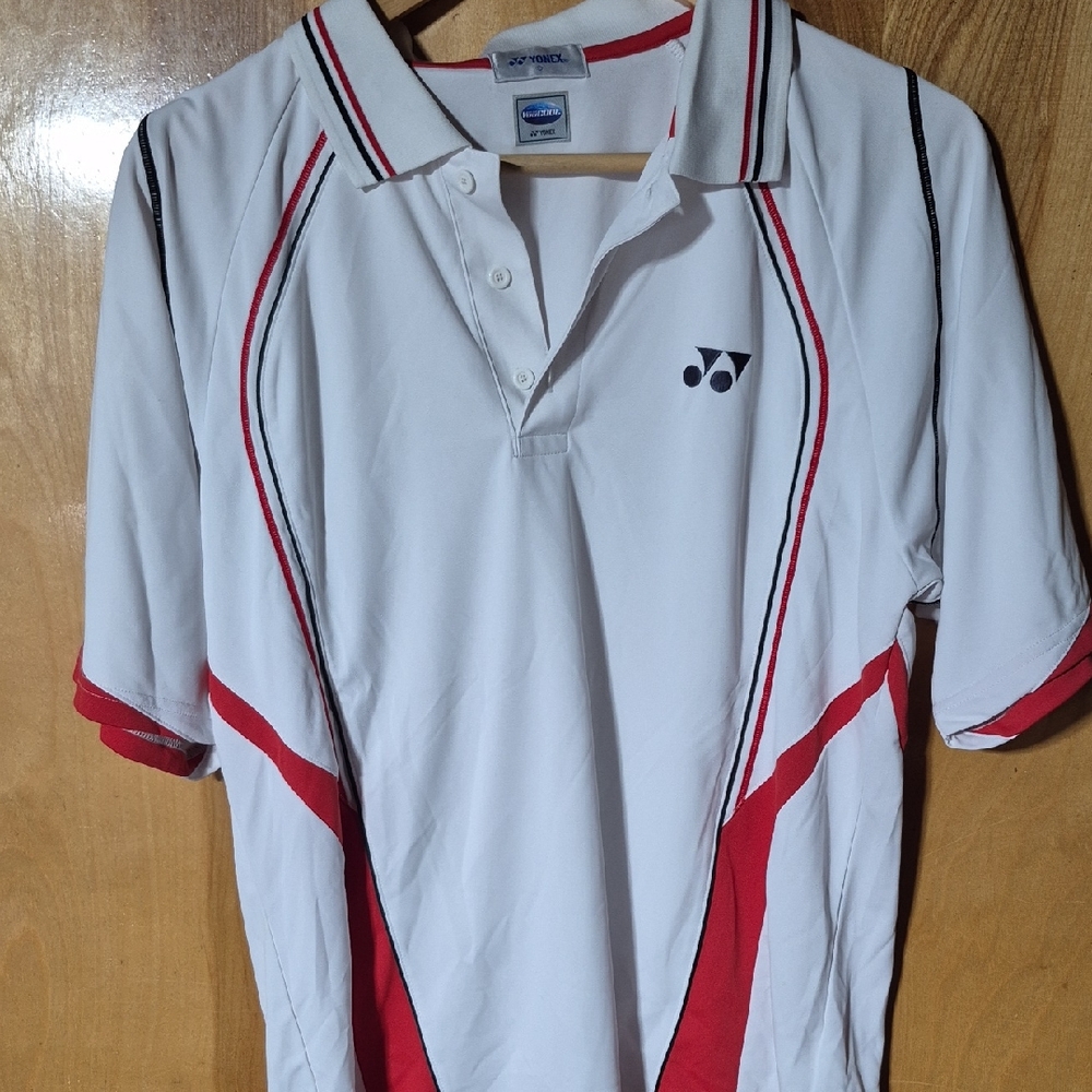Onex White Polo with Red & Black Sport Stripe Accents